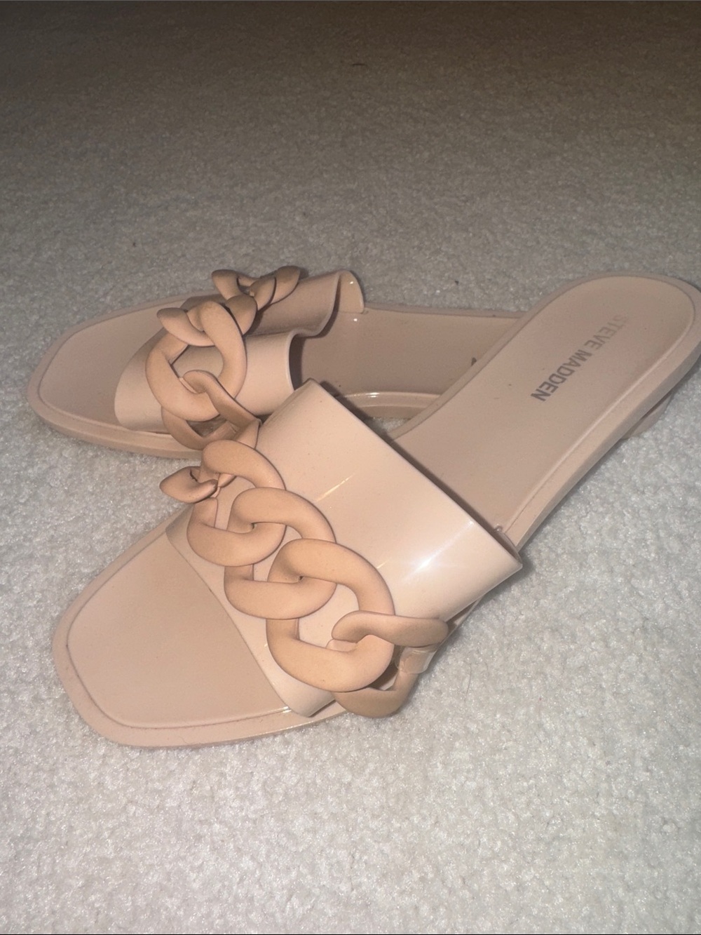 Steve Madden Blush Chain-Detail Slide Sandals - Picture 2 of 5